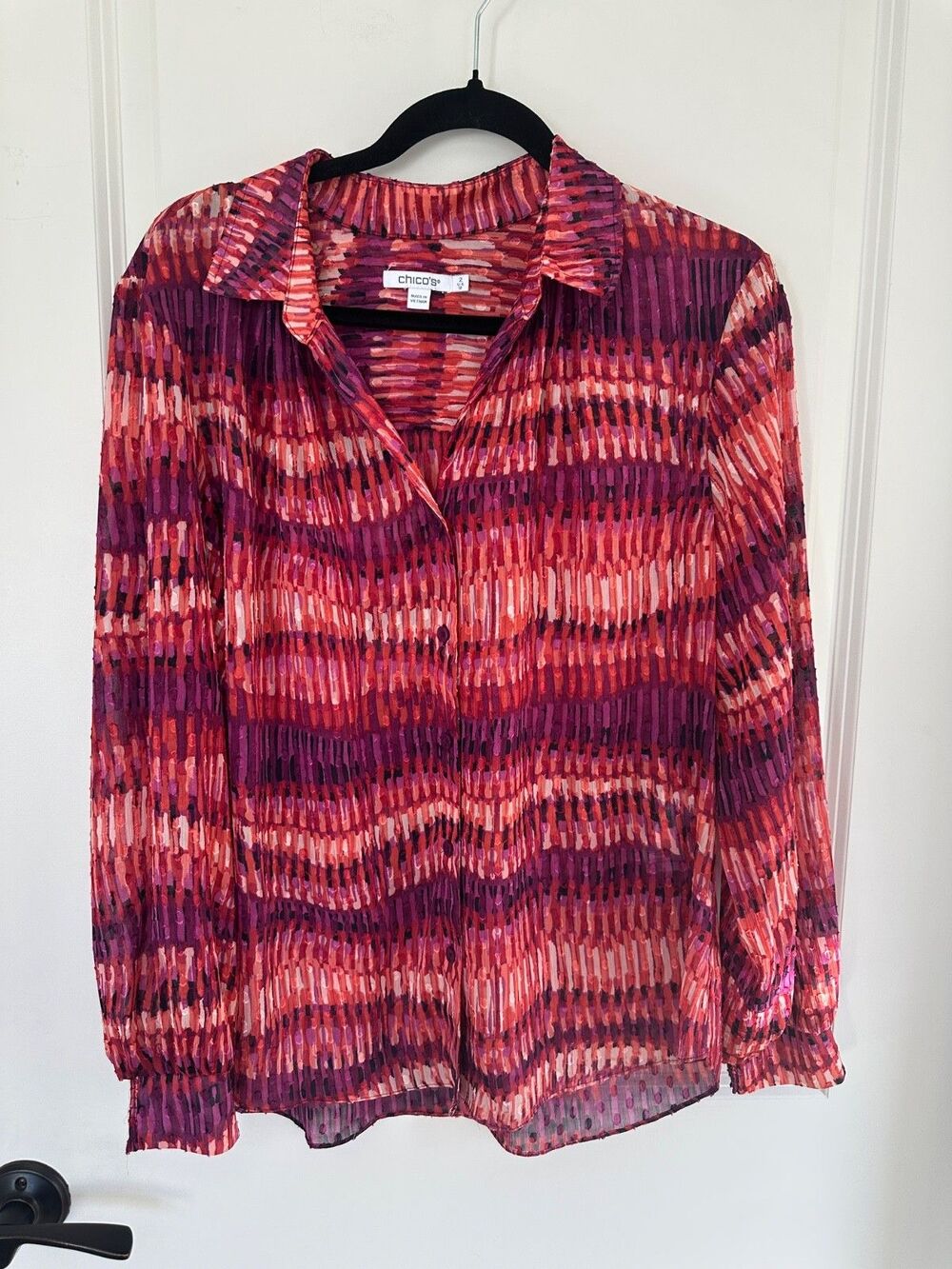 Chico's Pink & Purple Striped Blouse Chico’s 2 (Large / US 12)
